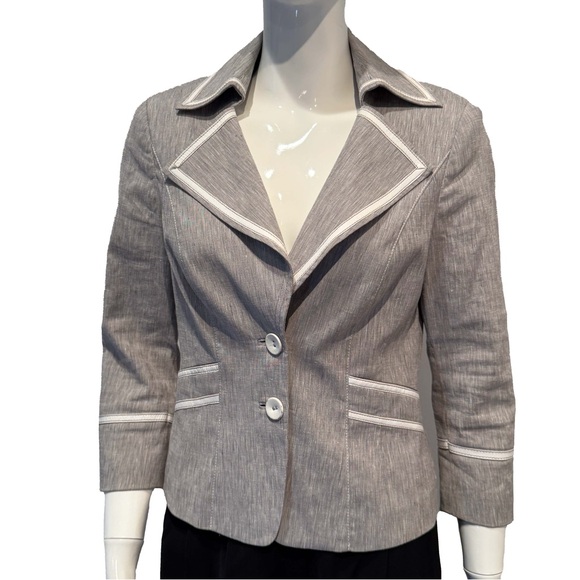 Bebe Women’s Gray Lined 3/4 Sleeve Blazer Size 8 Tailored Workwear Jacket - Picture 1 of 13